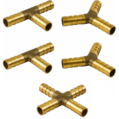 Lot de 5 raccords de tuyau en laiton de 8 mm, raccords pour tuyau pneumatique et tuyau de carburant (carburant, air, eau, diesel)