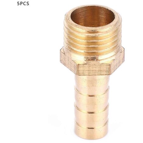 Lot de 5 raccords de tuyau mâles BSP de 8 mm, adaptateurs en laiton (1/4") - WELLNGS