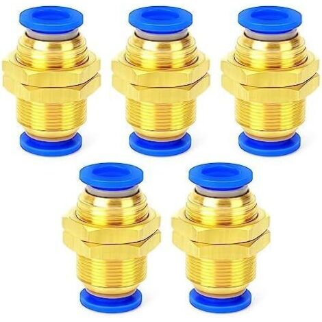 Lot de 5 Raccords pneumatiques droits, Dégagement rapide, Tube 4 mm, Pour système air comprimé