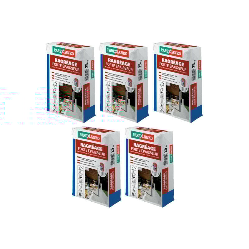 Parexlanko - Lot de 5 ragréages forte épaisseur convient jusqu'à 15m² environ - 125kg
