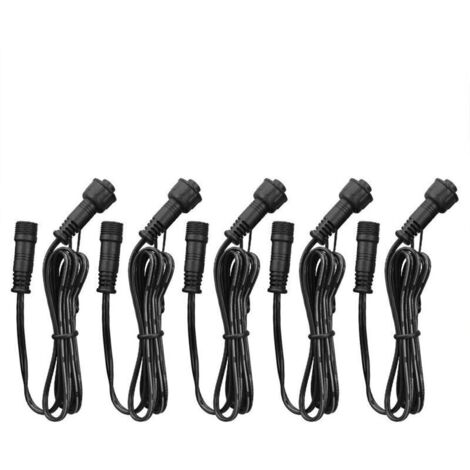 Lot De 5 Rallonges 2 Broches De 1 M Pour Éclairage De Terrasse Blanc Chaud, Rallonges Pour Câbles Pour Spots Led Encastrables Au Sol, Étanchéité Ip67