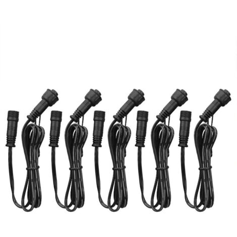 Lot De 5 Rallonges 2 Broches De 1 M Pour Éclairage De Terrasse Blanc Chaud, Rallonges Pour Câbles Pour Spots Led Encastrables Au Sol, Étanchéité Ip67