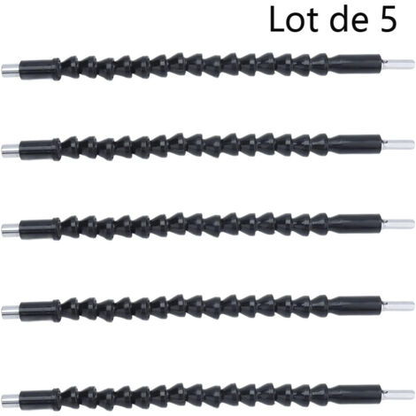 Lot de 5 rallonges d'embouts de tournevis à tige flexible, support de foret, lien de connexion, tige hexa