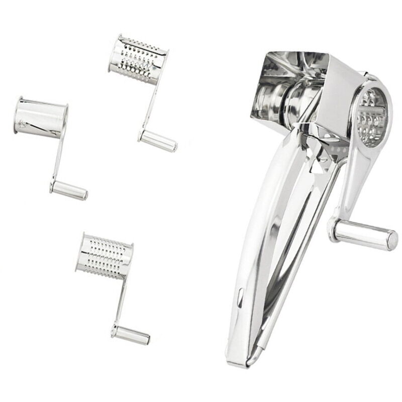 Lot de 5 râpes à fromage en acier inoxydable, râpe à fromage rotative portative, coupe-fromage et trancheuse (1 râpe à fromage + 4 outils de rabotage)