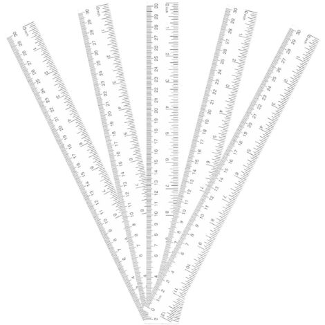 Lot de 5 règles transparentes, règle en plastique de 30,5 cm (12 po) avec graduations en cm et en pouces (30,5 cm x 3 cm).