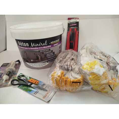 Lot de 5 - RÉSIDENCE - Béton Minéral 6kg - Colorant Plume et accessoires - Haute résistance sans sous-couche - Voir photos