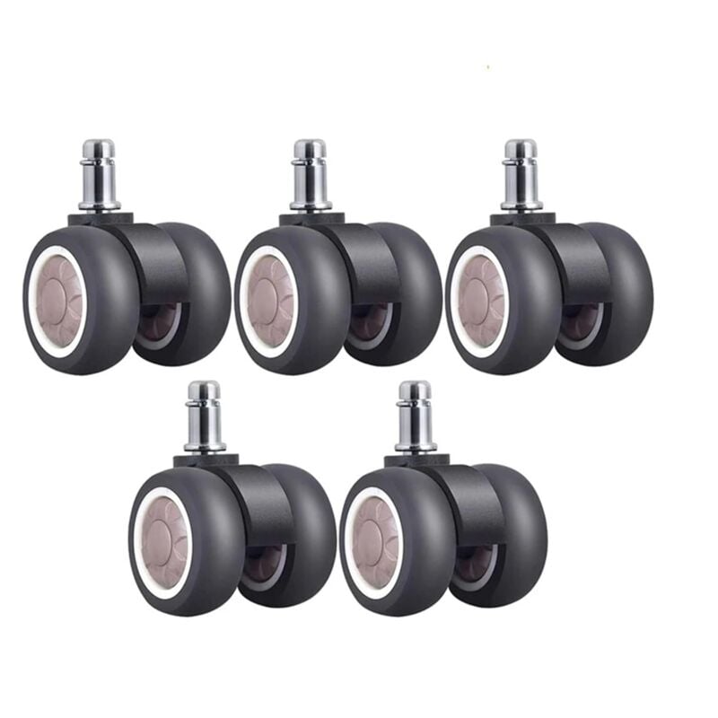 Lot de 5 roues universelles de 2 pouces, roue silencieuse en caoutchouc avec circlip de 11 mm, pour remplacer la roue de bureau des meubles, peut