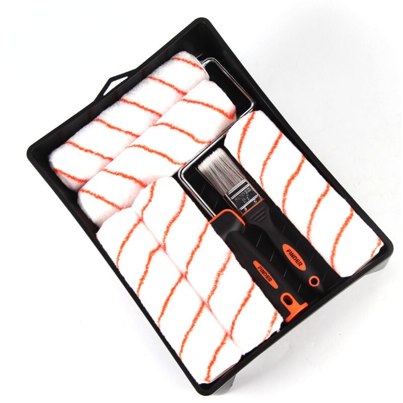 Lot de 5 rouleaux de peinture professionnels avec manche de 22,9 cm, cadre de rouleau, pinceau de 3,8 cm, plateau en abs