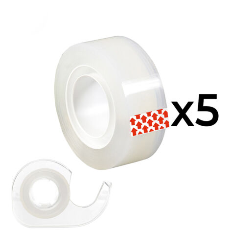 Lot De 5 Rouleaux De Ruban Adhésif Transparent (15mm X 10m) + 1 Distributeur Edm