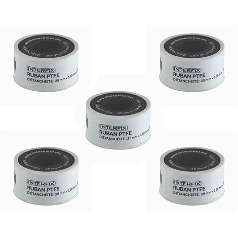 Lot de 5 rouleaux de téflon 25 mm x 12 m - Fitt