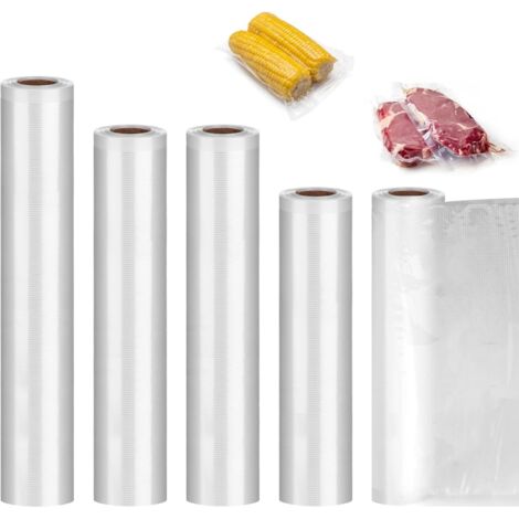 Lot de 5 Rouleaux Film Sous Vide 20/25/28x500cm, Solide, Indéchirable, pour Appareil Sous Vide
