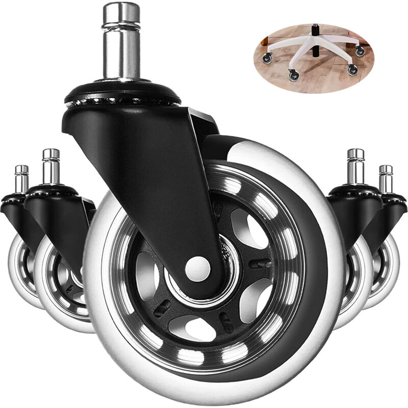 Ineasicer - Lot de 5 roulettes Chaise de Bureau Universelles Roues de Remplacement Siège Bureau Silencieux et Résistantes à l'Abrasion,roulettes