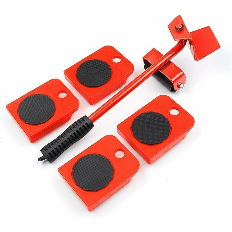 Lot de 5 roulettes de transport pour meubles - 4 roulettes pour meubles et 1 cric - Capacité de charge de 150 kg chacun