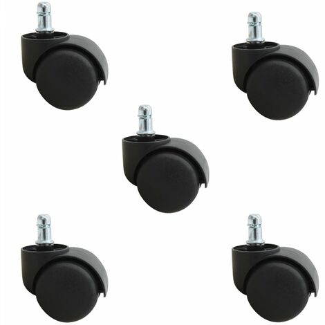 Lot de 5 roulettes pivotantes 50mm – Capacité 150kg – Nylon – Hauteur 80mm – Frein inclus – Pour chaises de bureau et tabourets – Vivezen