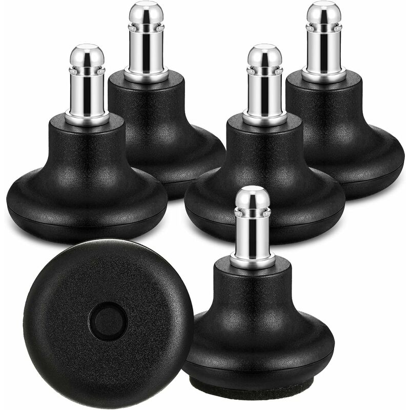 Linghhang - Lot de 5 roulettes pivotantes pour chaise de bureau (noir) Bell Glides de rechange pour chaise de bureau, roulettes pivotantes de 2