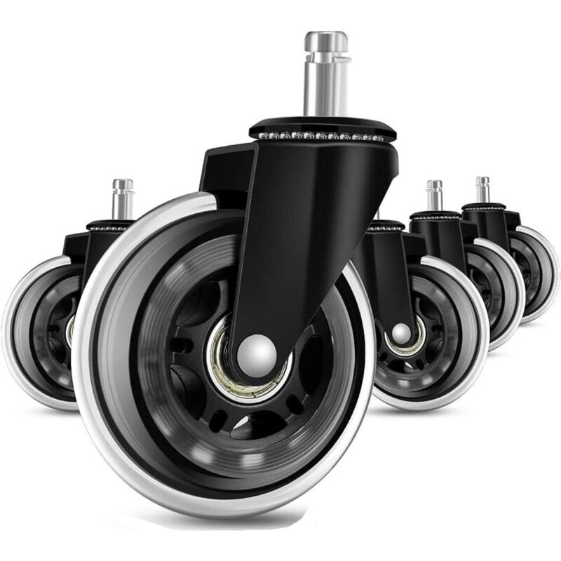 Yzmrbdqc - Lot de 5 roulettes pour chaise de bureau, roulettes pour sol dur, roues de rechange en caoutchouc de style roller, roulettes pour chaise
