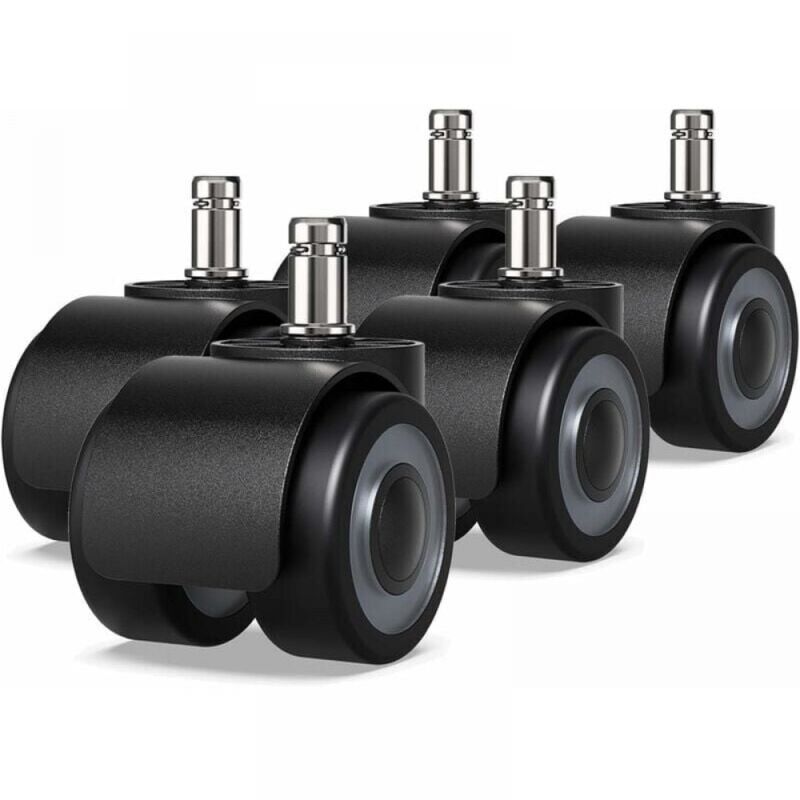 Serbia - Lot de 5 roulettes pour fauteuil de bureau - 11 x 22 mm - Design à double roues - Ne raye pas le sol - Diamètre : 50 mm