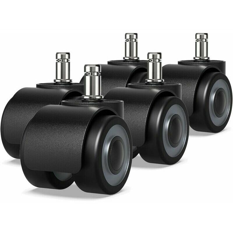 Lucky-88 - Lot de 5 roulettes pour fauteuil de bureau - 11 x 22 mm - Design à double roues - Ne raye pas le sol - Diamètre : 50 mm (11 x 22 mm)