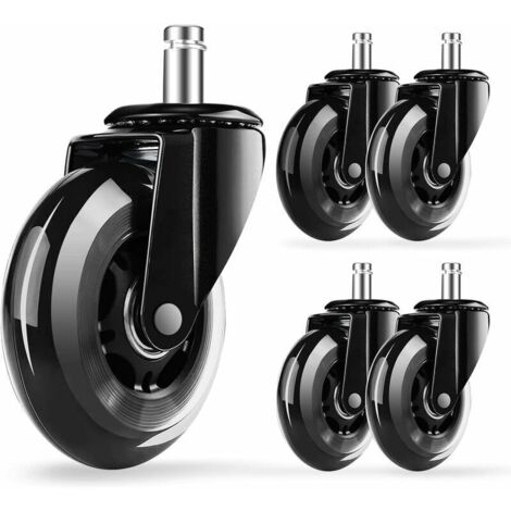 Lot de 5 roulettes universelles silencieuses - Dimensions 11x22 mm - Charge 250 kg - Rotation 360° - Parfait pour chaises de bureau