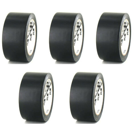 Lot de 5 rubans adhésifs vinyle 3M - Noir - 50mm - 764N-50 - Noir