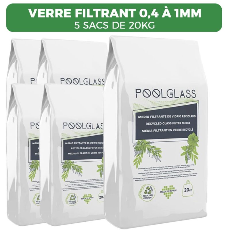 Paquete De 5 Bolsas De 20 Kg De Vidrio Filtrante De 0,4 A 1,6 Mm