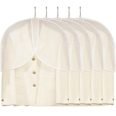 Lot de 5 sacs à vêtements anti-poussière transparents pour accrocher des vêtements dans les placards, le rangement, les jakets, les robes, les housses de vêtements en PEVA
