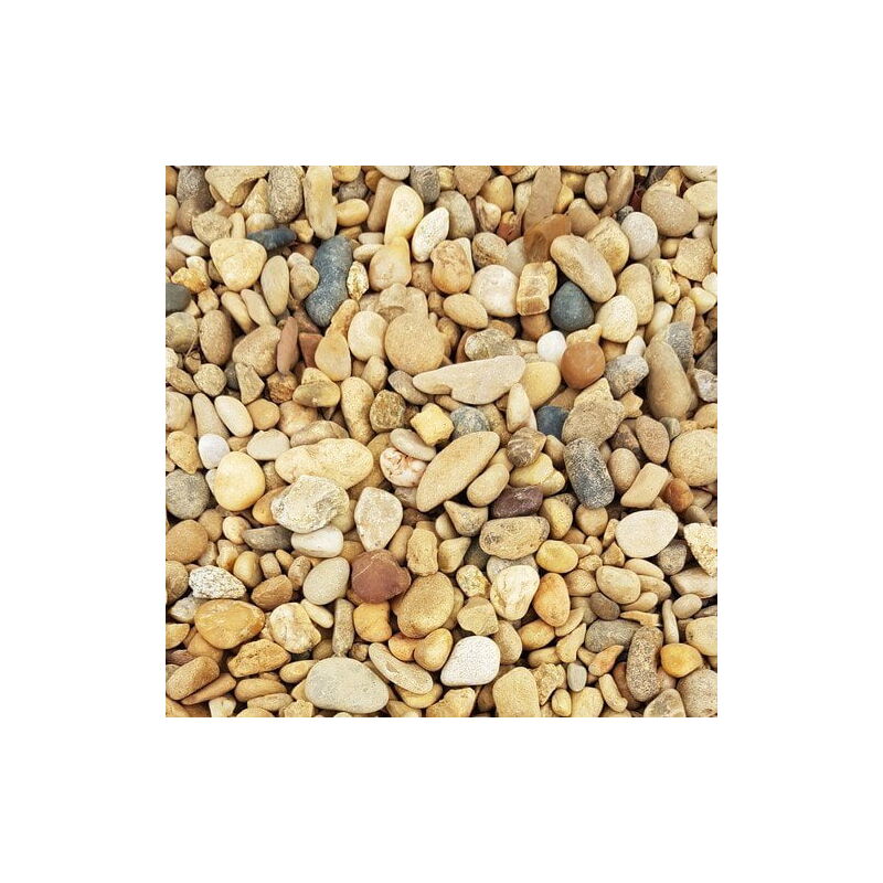 King Matériaux - Lot de 5 sacs de +/- 20 kg - Gravier Jaune Roulé 6/16