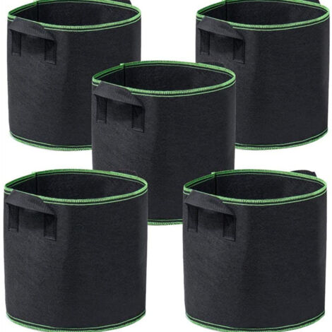 Lot de 5 sacs de culture épais de 5 gallons, pots de fleurs non tissés ventilés avec poignées durables, pots de fleurs robustes de 300 g pour la culture de tomates, de pommes de terre et de légumes