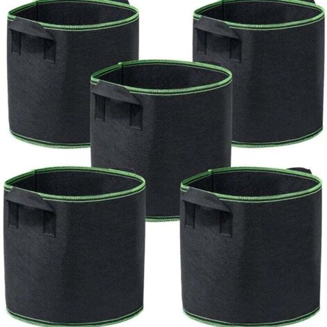 Lot de 5 sacs de culture épais de 5 gallons, pots de fleurs non tissés ventilés avec poignées durables, pots de fleurs robustes de 300 g pour la culture de tomates, de pommes de terre et de légumes