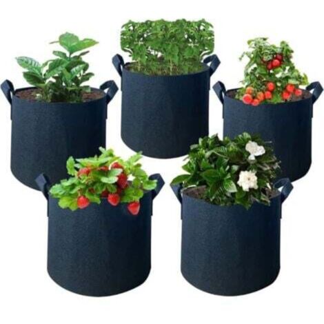 Lot de 5 sacs de culture non tissés de 3 gallons pour fleurs, pommes de terre, tomates, légumes