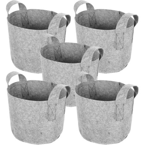 Lot de 5 sacs de culture/pots de fleurs avec poignées, 3 gallons d'épaisseur