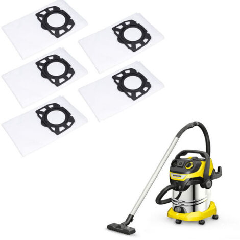 Lot de 5 Sacs de Filtre Sacs d'aspirateur pour Karcher WD4 WD5 WD6 MV4 MV5 MV6, Pièces de Rechange Kit d'accessoires 2.863-006.0