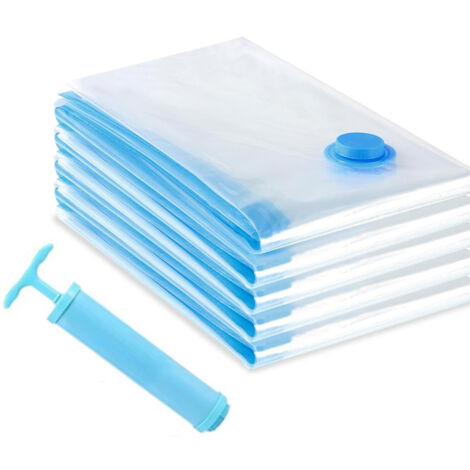 Lot de 5 sacs de rangement sous vide avec pompe manuelle, sacs de rangement sous vide pour voyage et déménagement (5 grands)