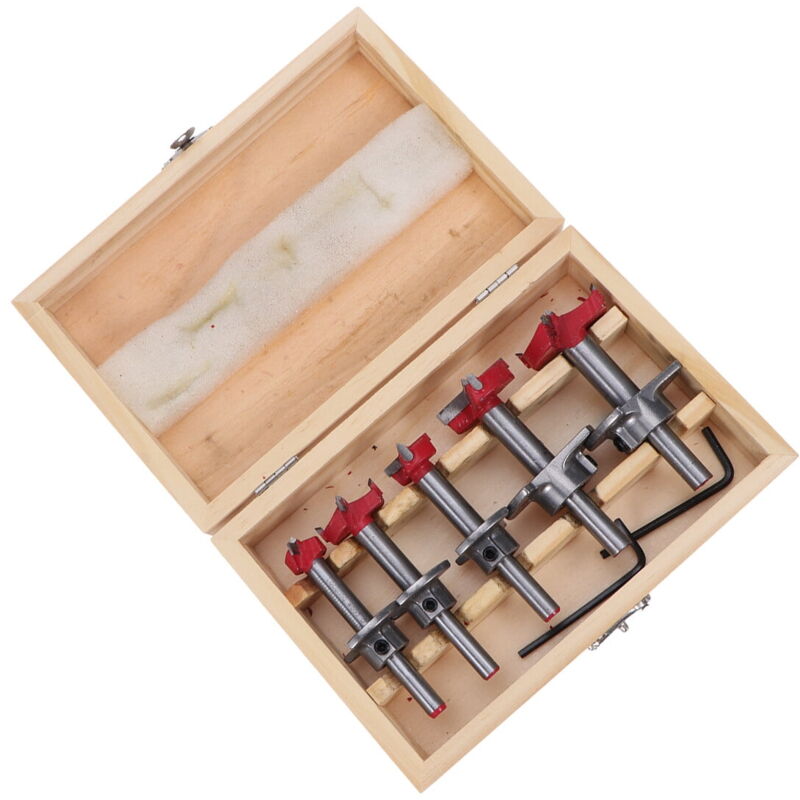 Lot de 5 scies cloches pour le travail du bois, forets, forets à écrou, forets à chanfreiner pour charnières, forets pour bois et bambou