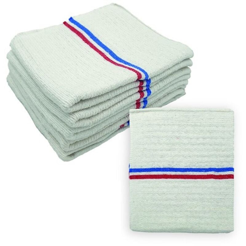 LNT - Lot de 5 serpillières gaufrées Blanches fabriquée en France résistance exceptionnelle- 60x100 découpable en 60x50. Polyvalentes pour Laver,