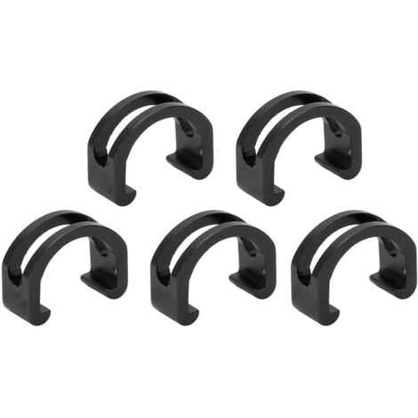 Lot de 5 serre-câbles vélo aluminium, type U, réutilisables, fixation rapide pour accessoires vélo - Noir