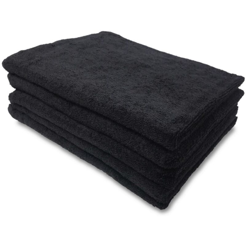 LOT DE 5 SERVIETTES NOIRES EN ÉPONGE POUR INSTITUT DE BEAUTÉ SALON DE COIFFURE 50 x 100 CM