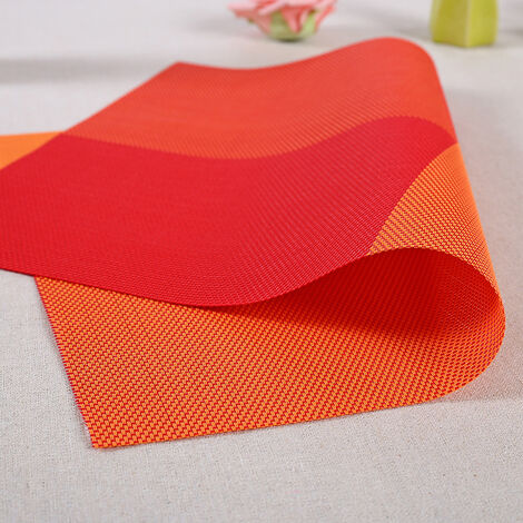 Lot de 5 Sets de Table antidérapants lavables en PVC résistant à la Chaleur Orange