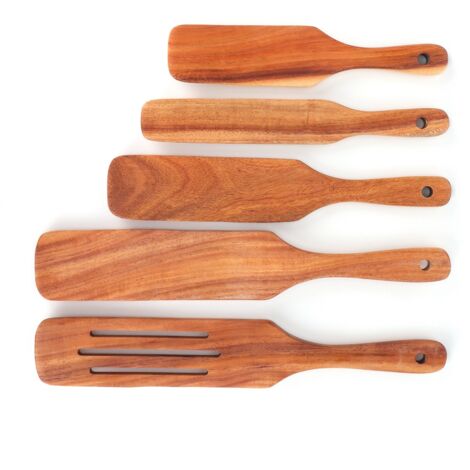 Lot de 5 spatules à steak en bois, outil de cuisine idéal pour la maison. - Lot de 5 spatules à steak en bois, outil de cuisine idéal pour la maison.