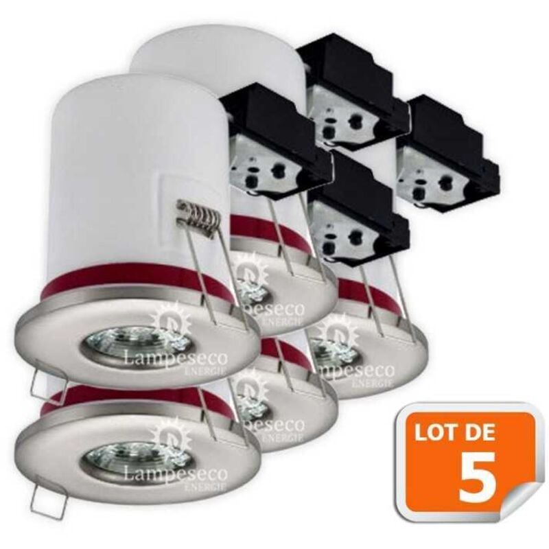 Lot de 5 Spot encastrable bbc Etanche IP65 Inox 87mm avec douille et ampoule led 5W 3000K