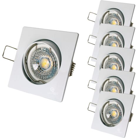 Lot de 5 Spot led carré blanc 230v 38° blanc chaud
