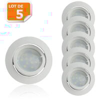 Lot de 5 Spot Led Encastrable Complete Blanc Orientable lumière Blanc Neutre eq. 50W ref.888