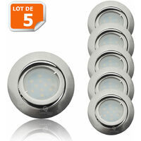 Lot de 5 Spot Led Encastrable Complete Satin Orientable lumière Blanc Chaud eq. 50W ref.209