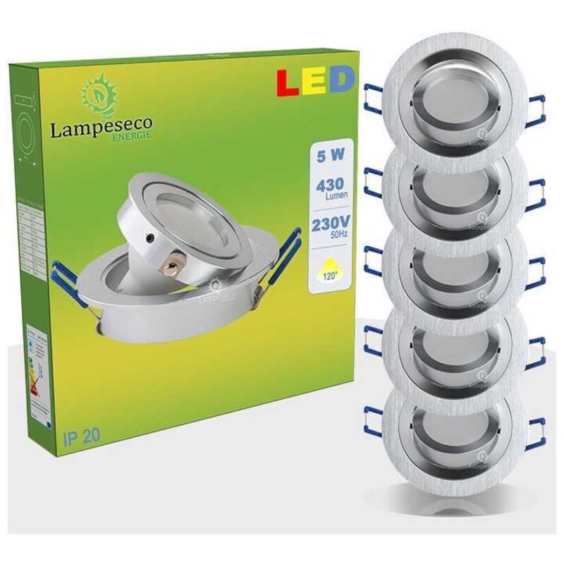 Lampesecoenergie - Lot de 5 spot led encastrable orientable 5w eq. 50w, blanc chaud ref.64853000