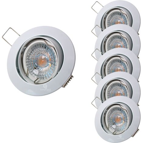 Lot de 5 Spot led ronde blanc orientable 38° blanc chaud