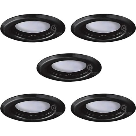 Lot de 5 Spots Encastrables Fixe Noir Mat avec GU10 LED 5W eqv. 50W Blanc Froid 6000K