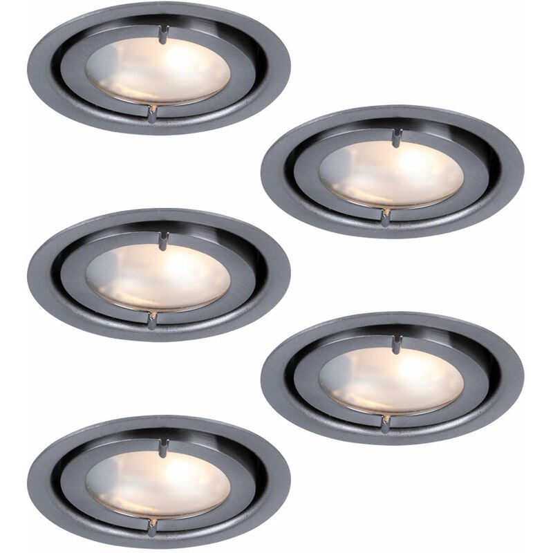 Lot de 5 spots encastrables pour meubles, ronds, en aluminium brossé, spots mobiles pour le séjour Paulmann 935.16