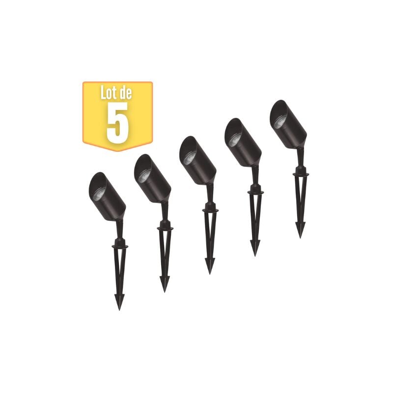 Lot de 5 spots jardin orientables GU10 35W IP65 Noir