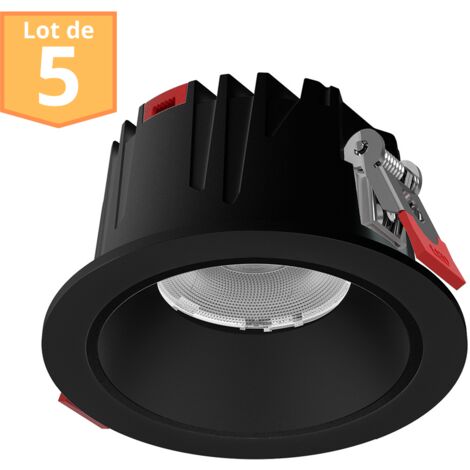 Lot de 5 spots LED Encastrables Braytron Noir 10W 3en1 IP20