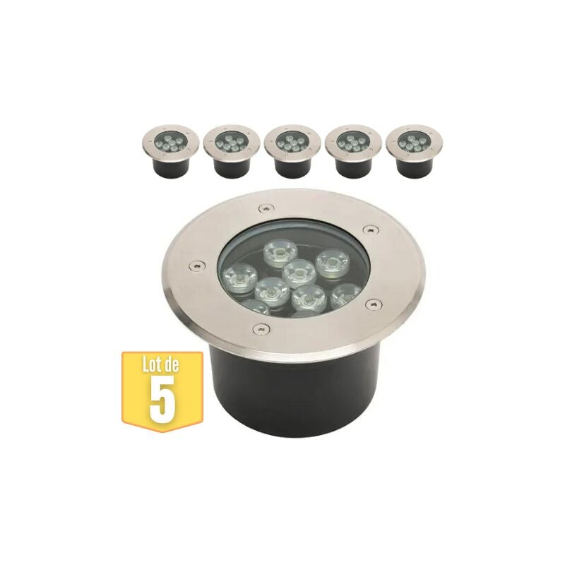 Lot de 5 Spots LED encastrables étanches 9W 900lm 4000K IP67
